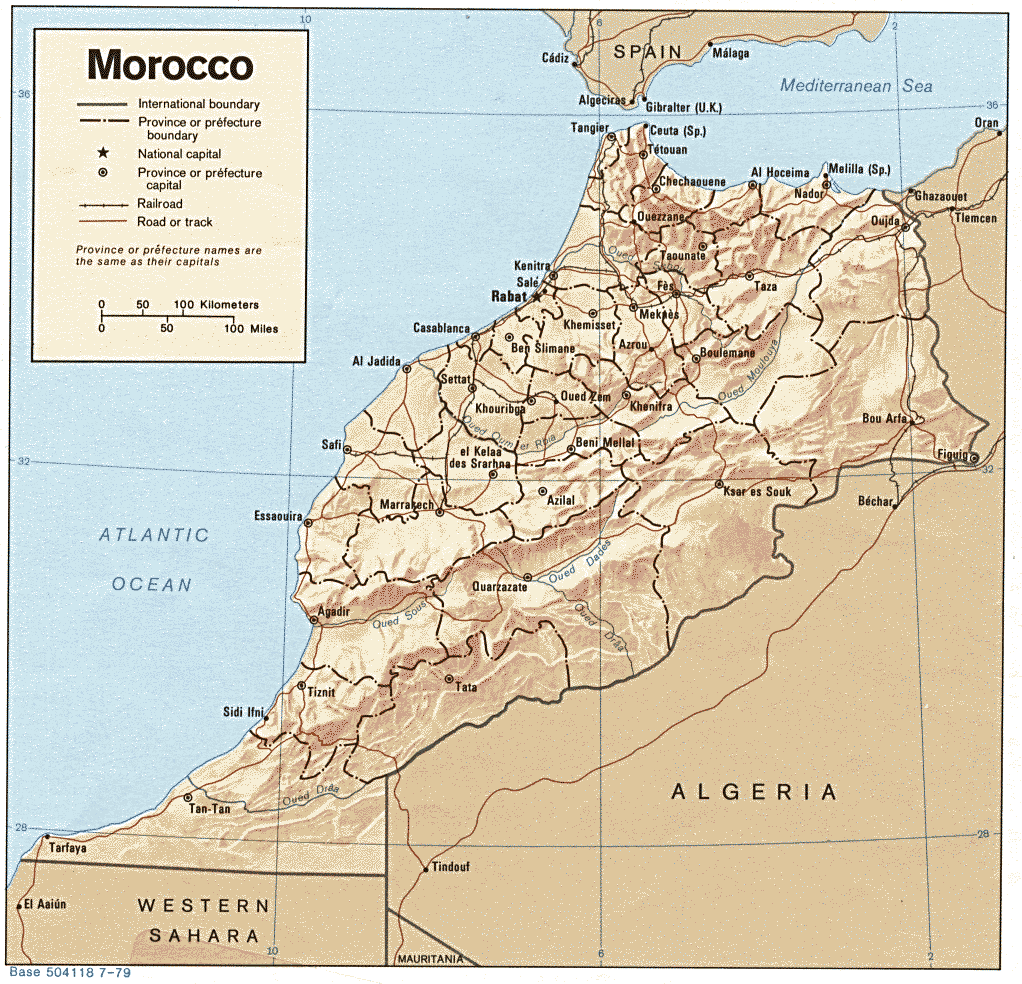 Morocco Shading Relief Map